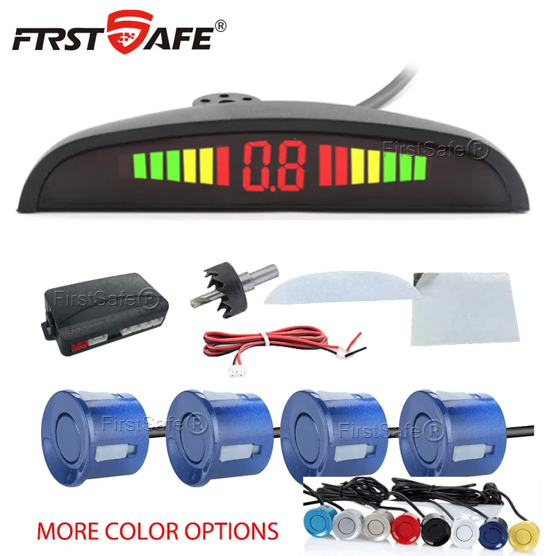 FirstSafe Factory Car LED Parking Sensor Kit 4Sensors 22mm Backlight Display Reverse Radar Kit Monitor System 12V 13Colors thumbnail 5