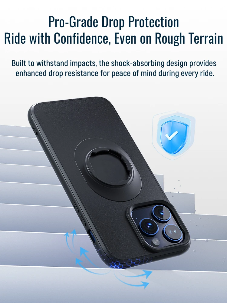 Shockproof Case for iPhone 17/16/15/14/13/12/11Pro Max Quad-Style Motorbike / Bicycle Phone Holder/Car Mount with Lock-in Design thumbnail 4