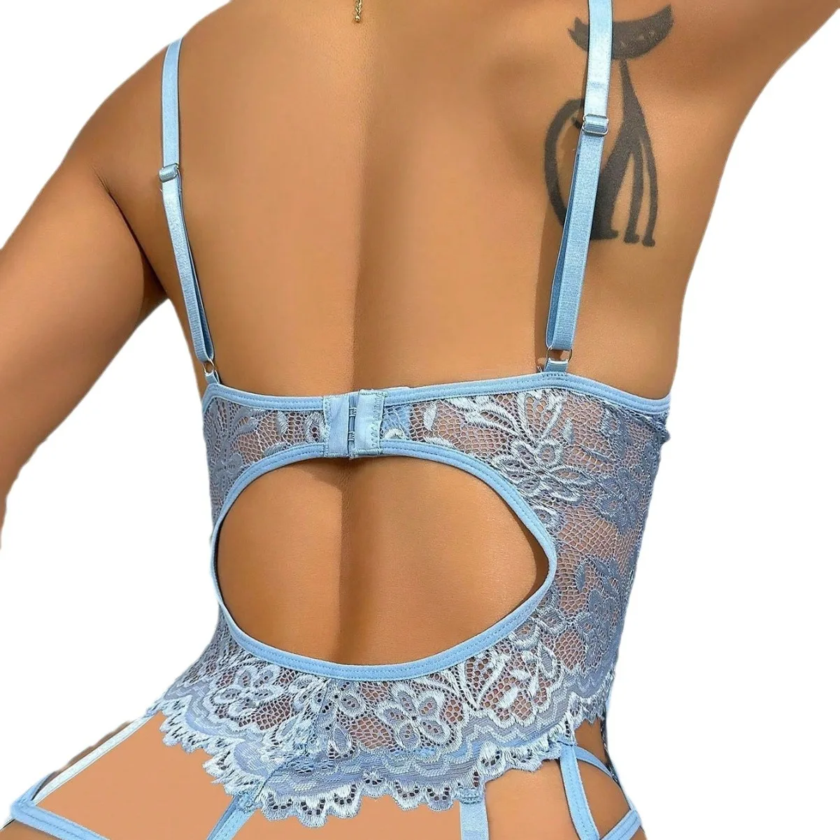 New Women Sexy Lingerie Lace Bra Sets with Garter Belts One Piece Bodysuit Teddy with Panty No Stockings S-XXL Hot sale thumbnail 2