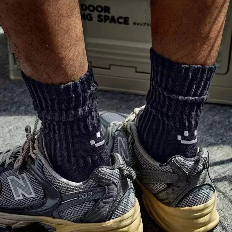 4 Pairs Men's Cotton Work Socks Cushioned Long Running Breathable Ankle Crew Socks  Casual Socks for Men Cycling socks thumbnail 3
