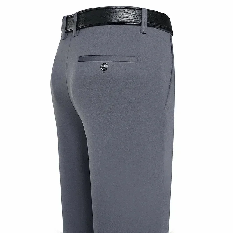 Suit Pants Men Business Casual Trousers Formal Dress Straight Pants Elastic Black Navy Blue Male Clothing thumbnail 5