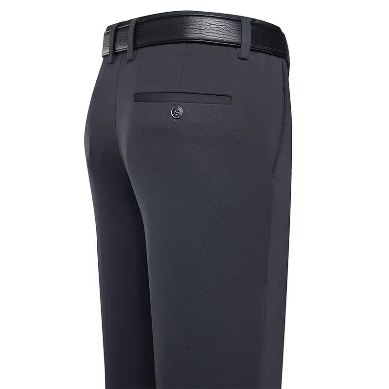 Suit Pants Men Business Casual Trousers Formal Dress Straight Pants Elastic Black Navy Blue Male Clothing thumbnail 2