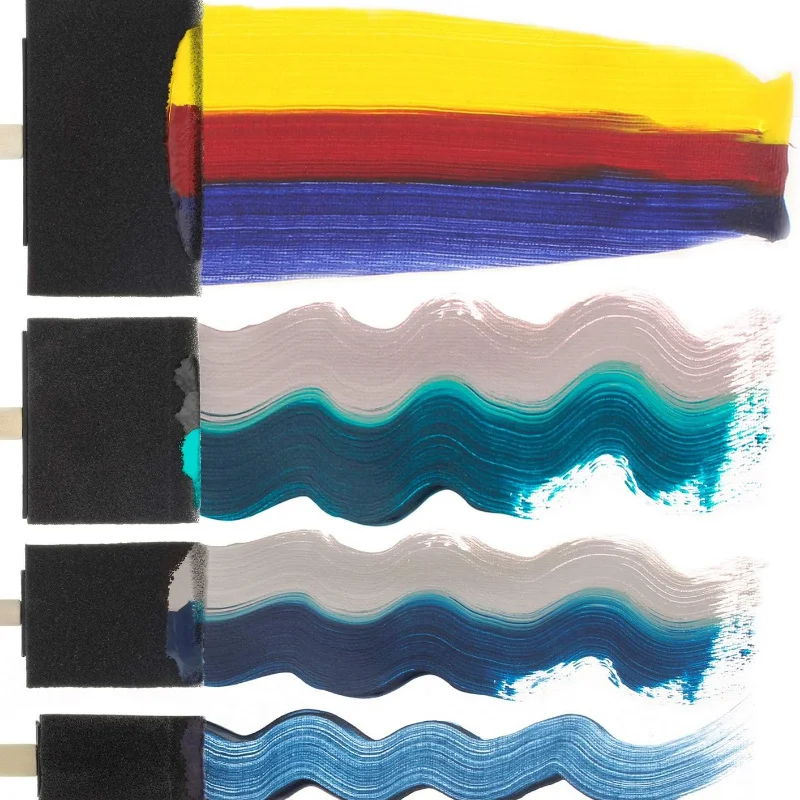 Variety Pack Foam Sponge Wood Handle Paint Brush Set (Value Pack of 4 Brushes) - Lightweight, Durable and Great for Acrylics thumbnail 3