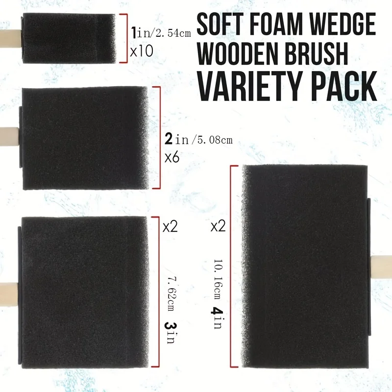 Variety Pack Foam Sponge Wood Handle Paint Brush Set (Value Pack of 4 Brushes) - Lightweight, Durable and Great for Acrylics thumbnail 2