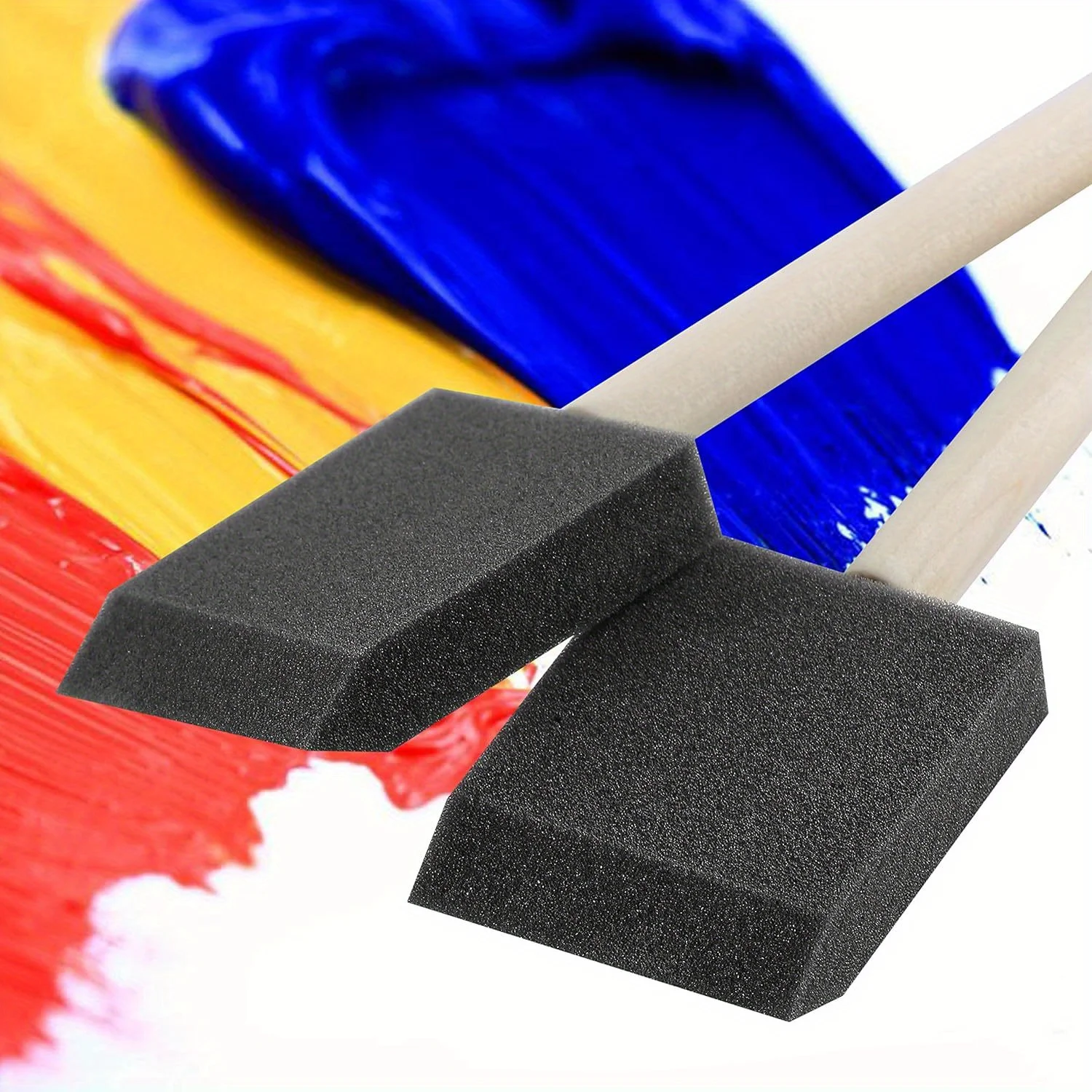 Variety Pack Foam Sponge Wood Handle Paint Brush Set (Value Pack of 4 Brushes) - Lightweight, Durable and Great for Acrylics thumbnail 5