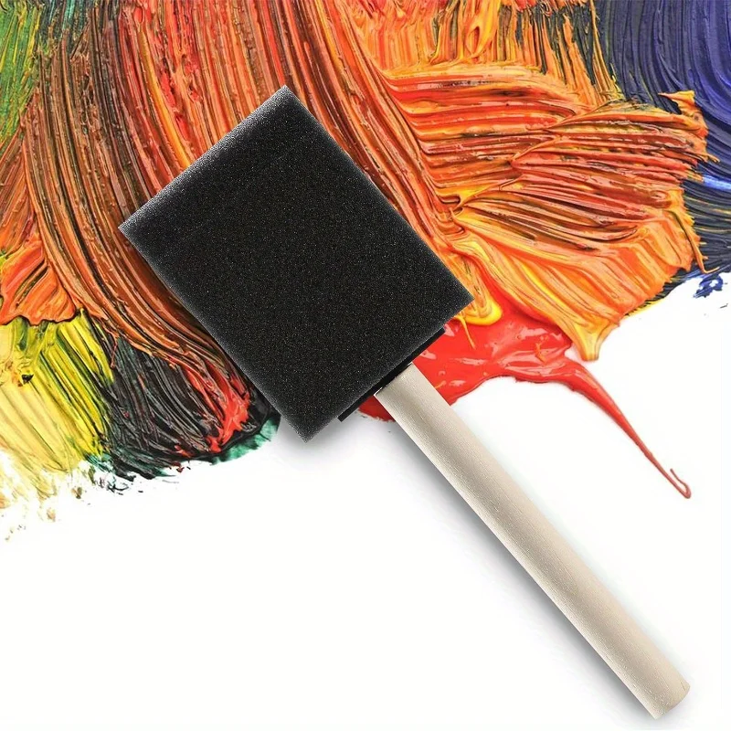 Variety Pack Foam Sponge Wood Handle Paint Brush Set (Value Pack of 4 Brushes) - Lightweight, Durable and Great for Acrylics thumbnail 6