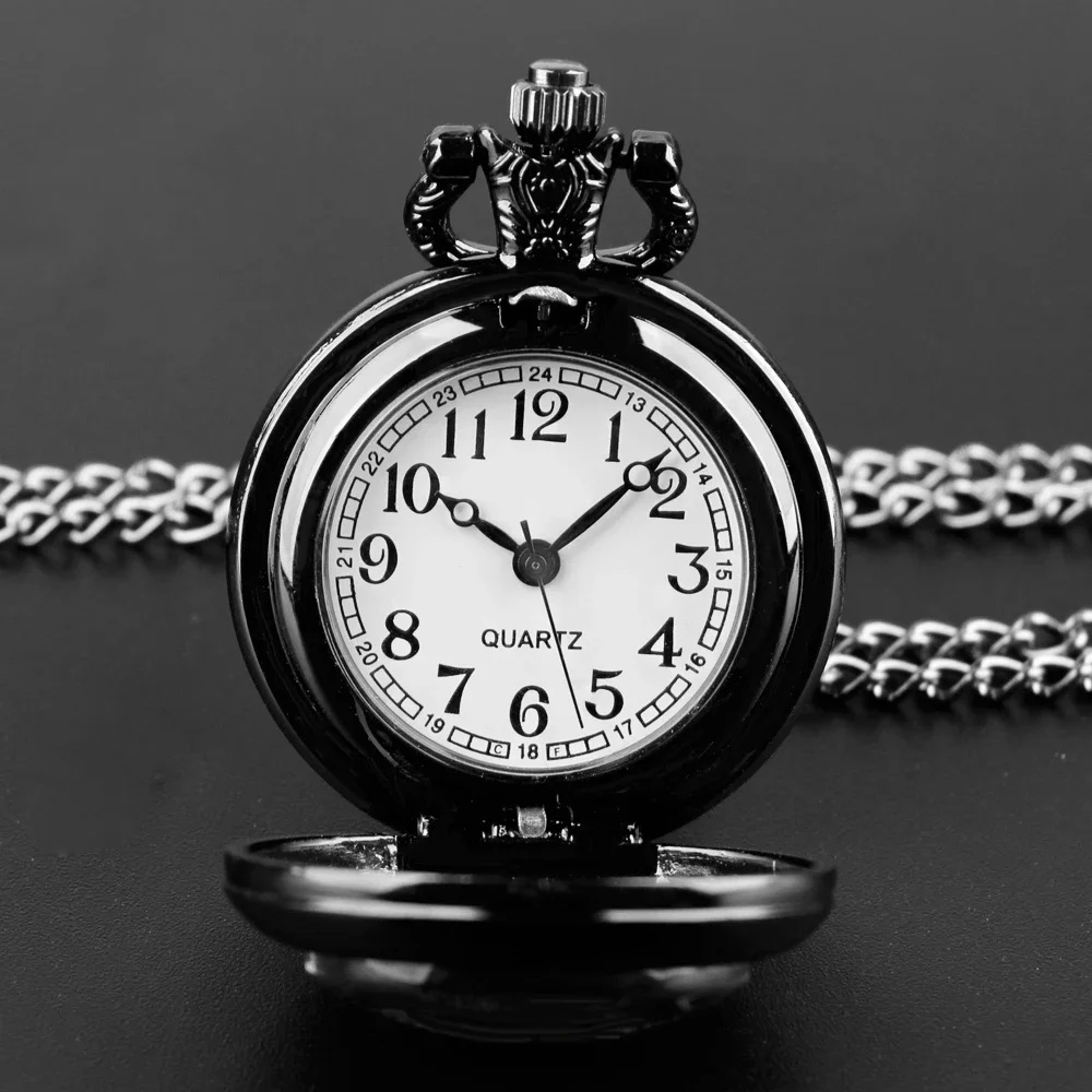 Famous Teleplay Design Personalized Character Set Black Dome Glass Quartz Pocket Watch Men Women Necklace Pendant Clock Gifts thumbnail 3