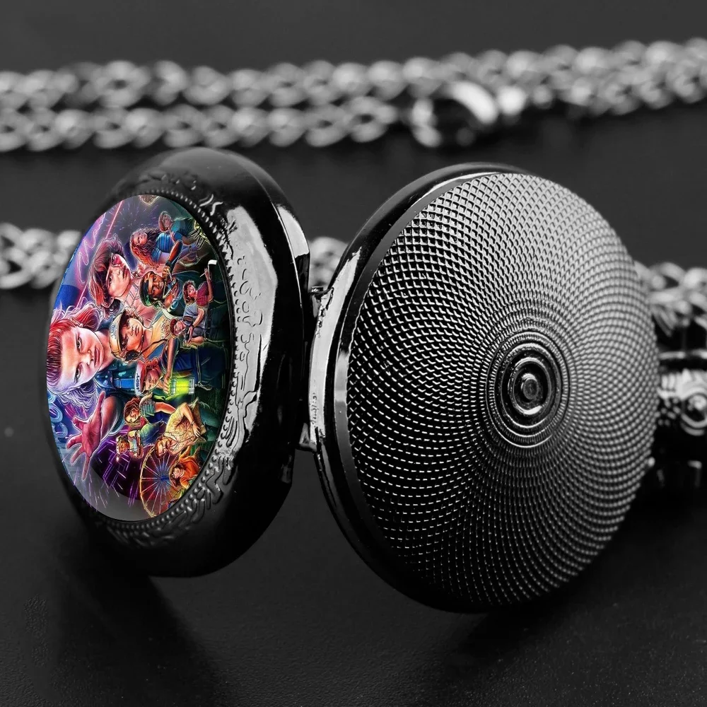Famous Teleplay Design Personalized Character Set Black Dome Glass Quartz Pocket Watch Men Women Necklace Pendant Clock Gifts thumbnail 4