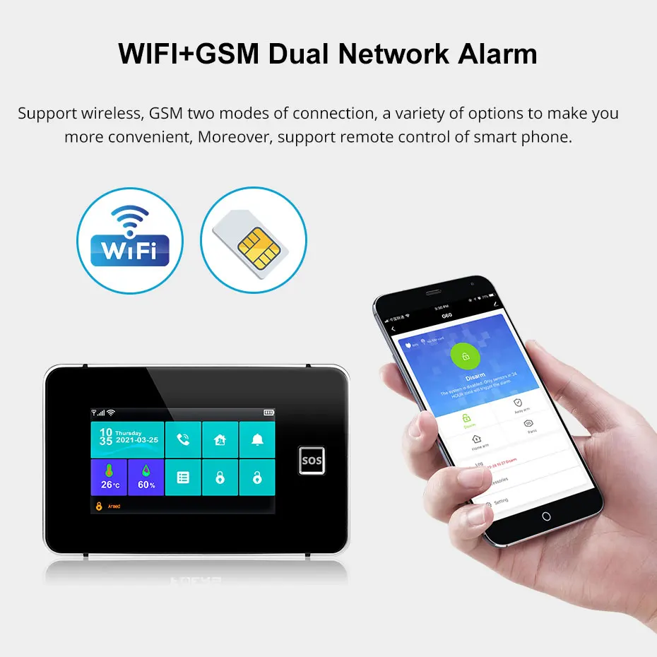 KERUI Tuya Alarm Panel DIY Your Alarm Kit Home Security Alarm System WIFI GSM Temperature and Humidity Motion Sensors G60B Model thumbnail 3