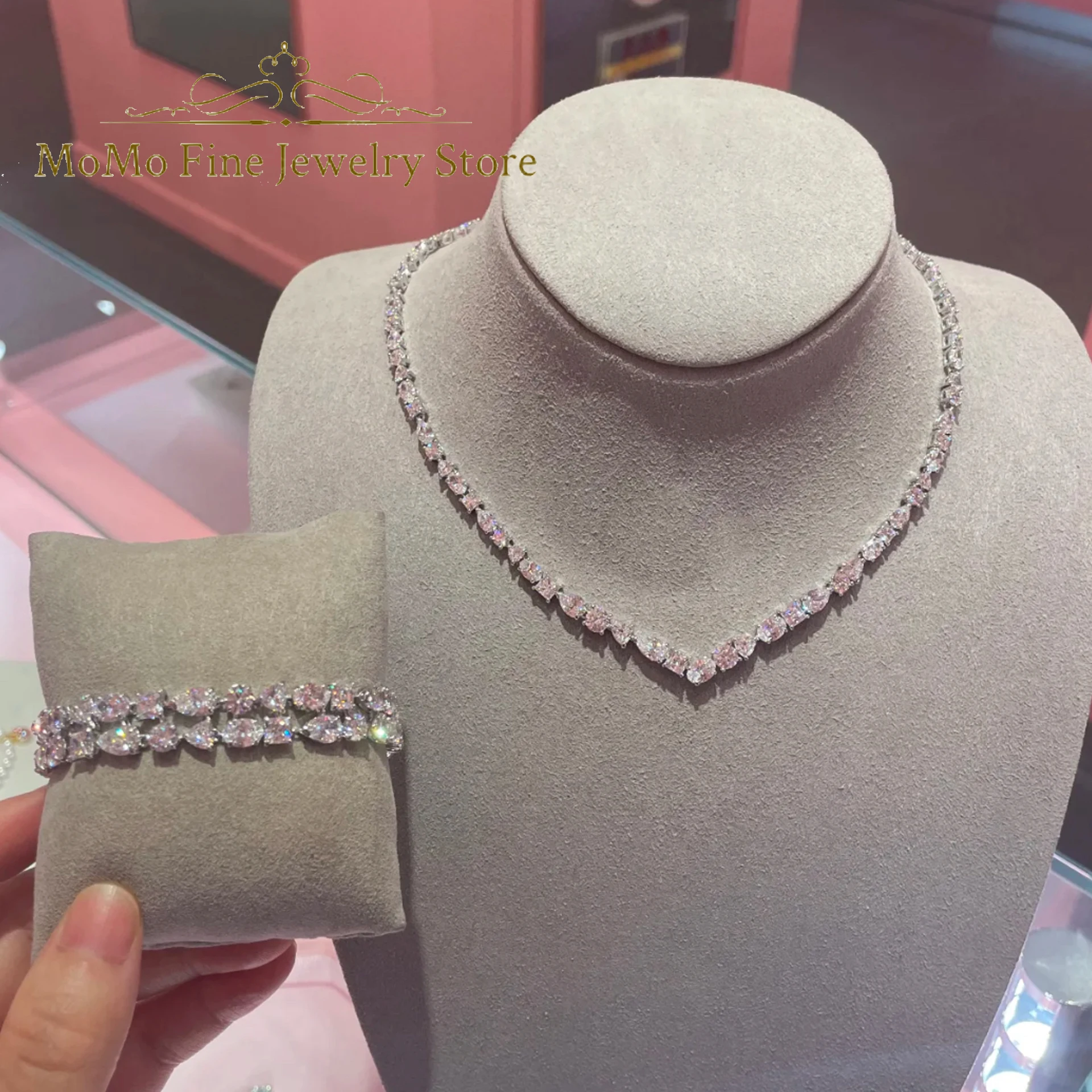 2026 High Quality Fine Anniversary Jewelry Sets Charm White Geometric Crystal Fashion Necklaces Earrings Romantic Gift for Women