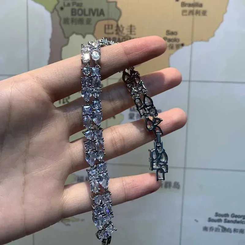 2026 High Quality Fine Anniversary Jewelry Sets Charm White Geometric Crystal Fashion Necklaces Earrings Romantic Gift for Women thumbnail 5