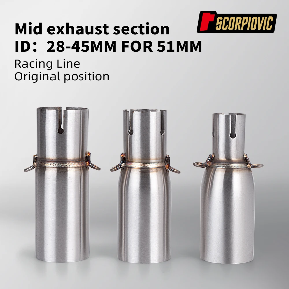 Motorcycle intermediate connecting pipe, improved muffler, universal diameter of 51 mm, various diameter sizes. thumbnail 6