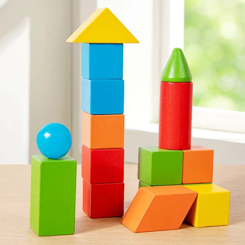 16/24/38Pcs Hot Wooden Building Blocks Set Assembled Building Blocks Baby Shape Color Early Educational Toys Gifts for Children thumbnail 3