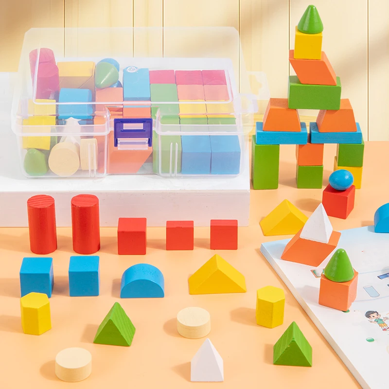 16/24/38Pcs Hot Wooden Building Blocks Set Assembled Building Blocks Baby Shape Color Early Educational Toys Gifts for Children thumbnail 2