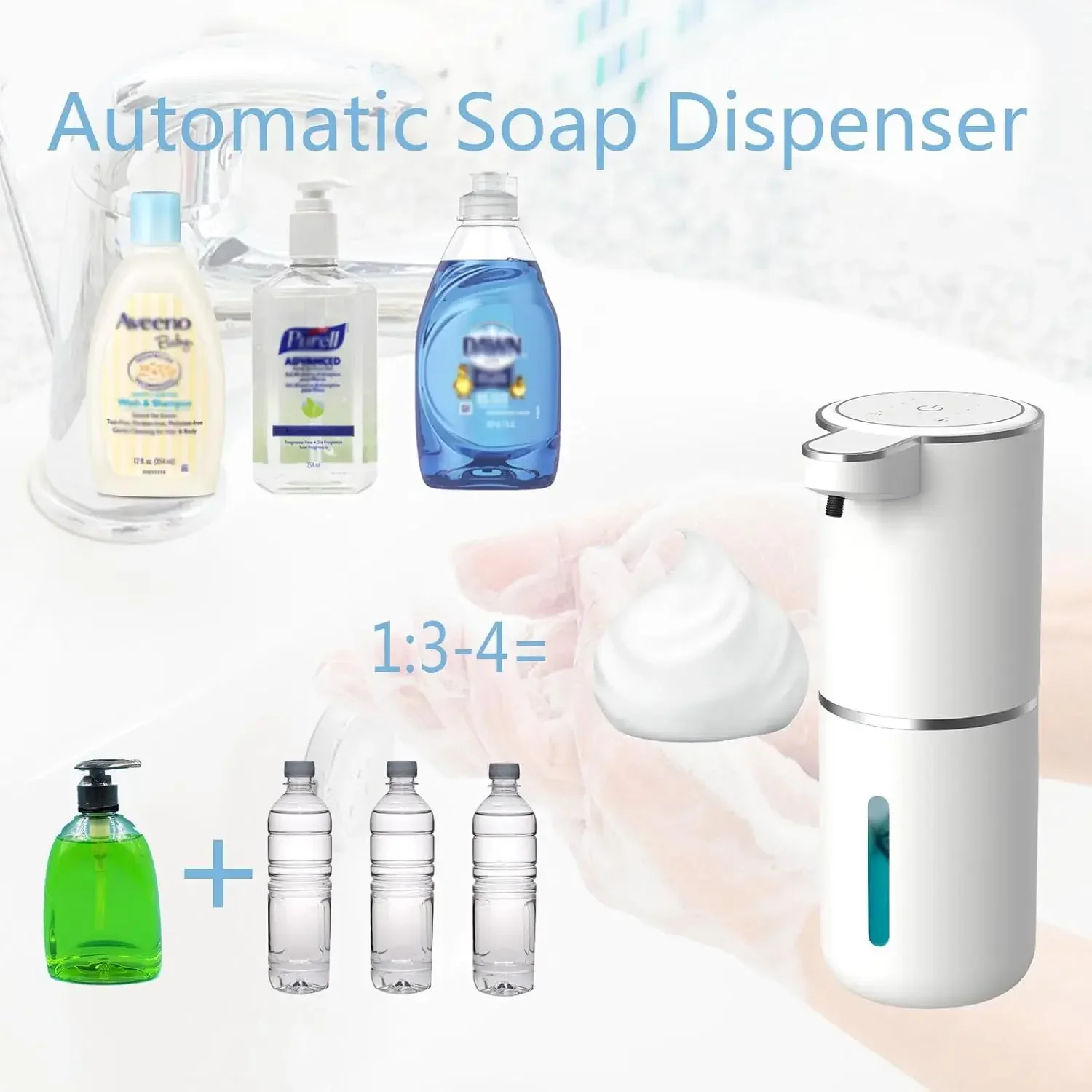 Automatic Liquid/Foma Soap Dispenser, Touchless Electric Dispenser, USB Rechargeable with Infrared Sensor for Bathroom,Kitchen thumbnail 5