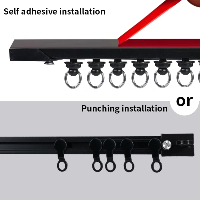 Self-Adhesive Curtain Track Kit No Drilling For Smooth Ceiling Or Wall Curtain Rod For Home Bedroom Shower Closet And RV thumbnail 3