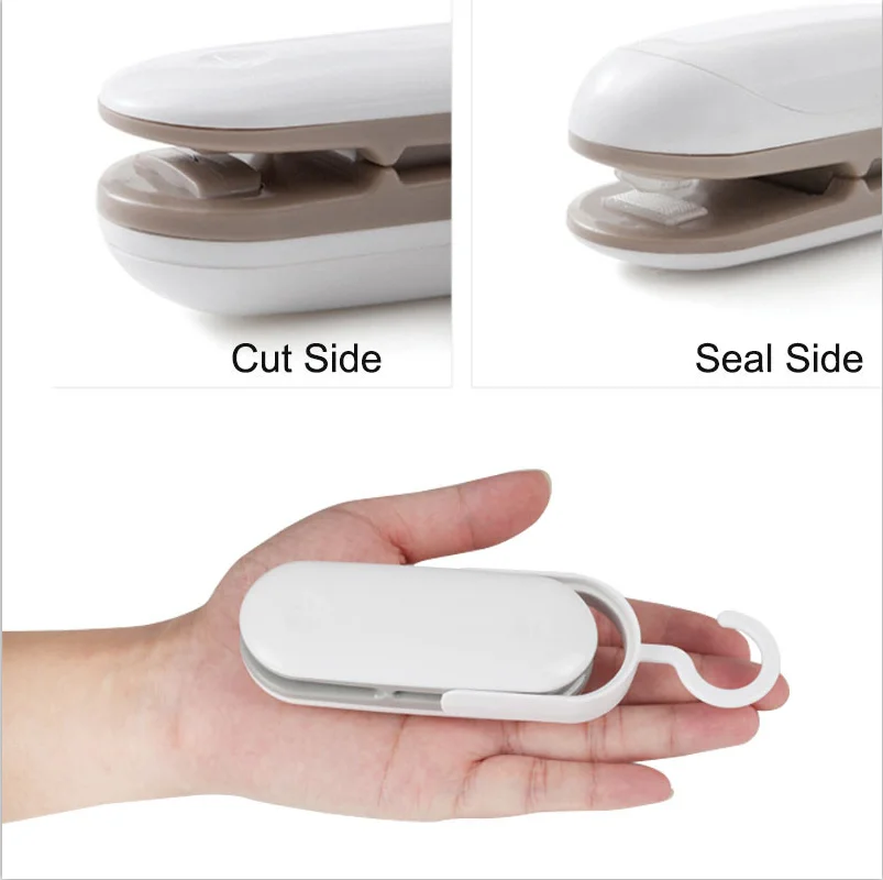 Small Useful Kitchen Gadget 2 IN 1Food RE-Sealer Plastic Bag Heat Sealing Handheld Snack Sealer Machine With Bag Cutter 2 Packs thumbnail 2