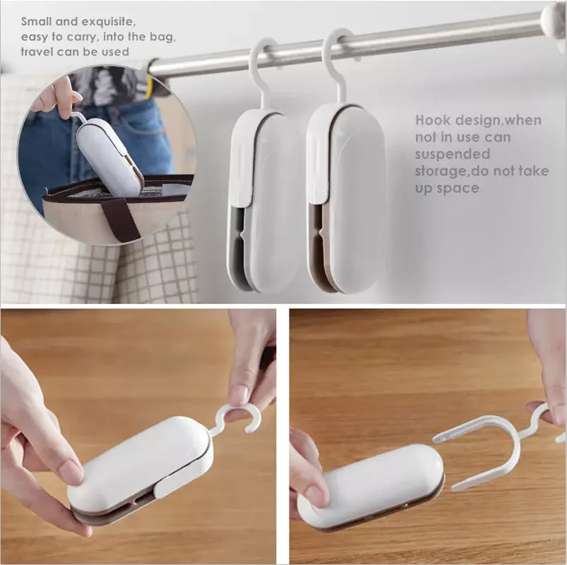Small Useful Kitchen Gadget 2 IN 1Food RE-Sealer Plastic Bag Heat Sealing Handheld Snack Sealer Machine With Bag Cutter 2 Packs thumbnail 5
