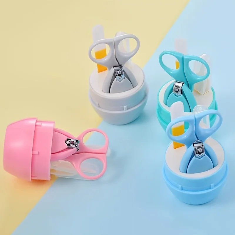 4pcs Infant Baby Clipper Nail Set, Baby Grooming Kit, 4-in-1 Baby Care Set, Baby Nail Clipper, Scissors, Nail File, Tweezer thumbnail 2
