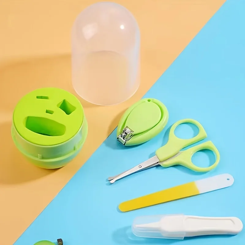 4pcs Infant Baby Clipper Nail Set, Baby Grooming Kit, 4-in-1 Baby Care Set, Baby Nail Clipper, Scissors, Nail File, Tweezer thumbnail 4