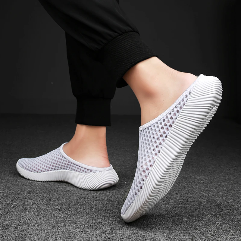Summer Women's Shoes Half Slippers Slides Mesh Shoes Unisex Women Indoor Outdoor Fashion Lightweight Breathable Tennis thumbnail 5