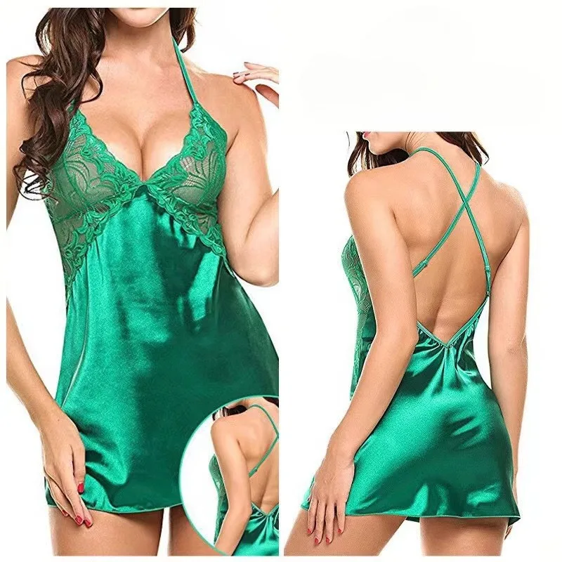 Hot Lingerie Porno Nightdress Sexy Sleepwear Large Size Night Dress Babydoll Women Satin Nightwear Erotic Lace Underwear Pajamas thumbnail 5