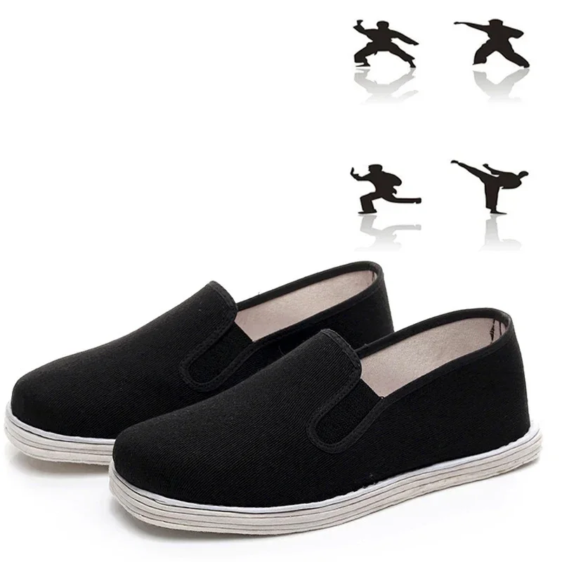 Men's Traditional Chinese Kung Fu Tai Chi Cotton Sole Canvas Shoes Black Martial Art Cloth Shoes Sport Sneaker thumbnail 2