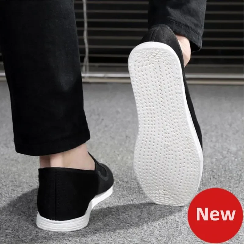 Men's Traditional Chinese Kung Fu Tai Chi Cotton Sole Canvas Shoes Black Martial Art Cloth Shoes Sport Sneaker thumbnail 4