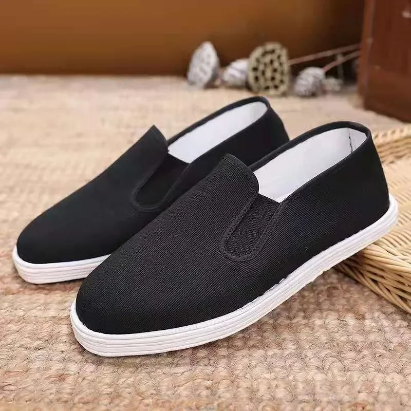 Men's Traditional Chinese Kung Fu Tai Chi Cotton Sole Canvas Shoes Black Martial Art Cloth Shoes Sport Sneaker thumbnail 3