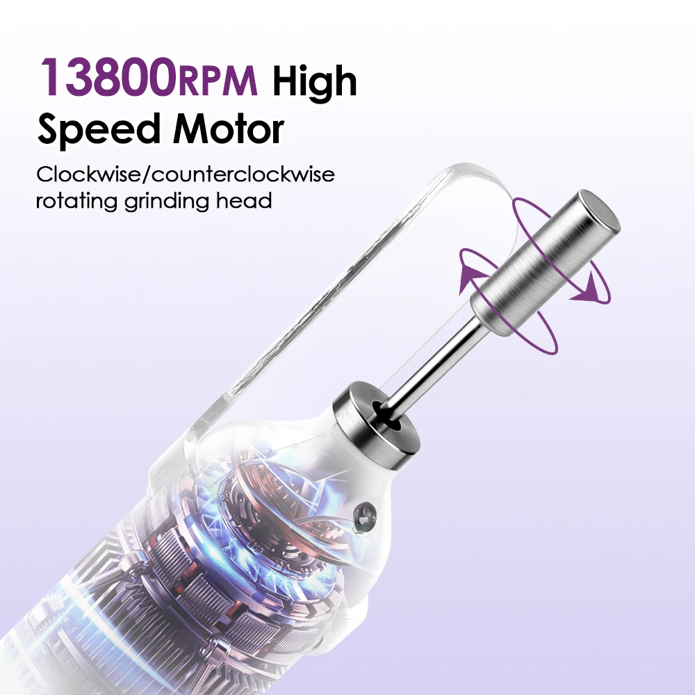 Electric Nail Polisher Drill with UV Lamp LED Lighted Nails Grinding Polishing Dead Skin Removal Manicure Pedicure Set for Epoxy thumbnail 2