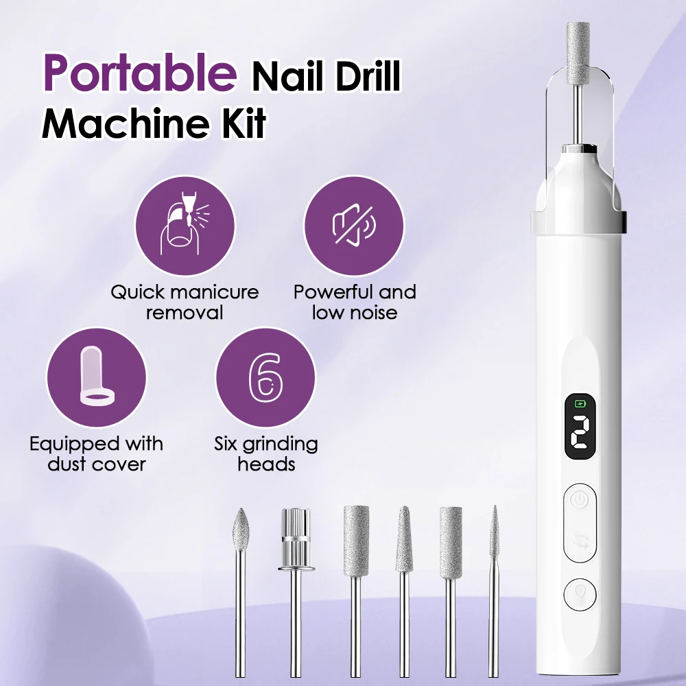 Electric Nail Polisher Drill with UV Lamp LED Lighted Nails Grinding Polishing Dead Skin Removal Manicure Pedicure Set for Epoxy thumbnail 3