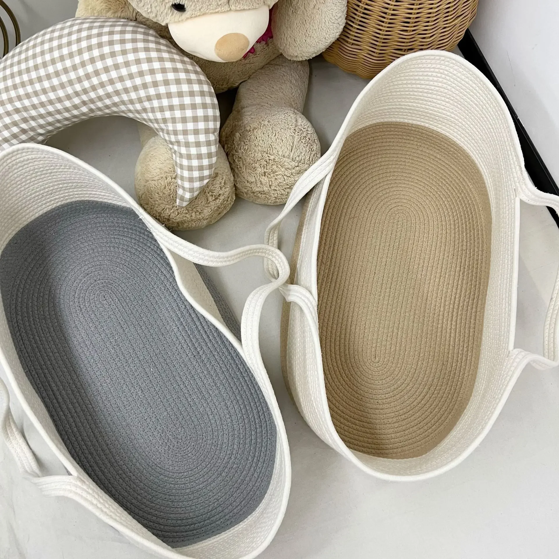 Ins Newborn Hand Basket Cotton Rope Woven Crib Baby Cradle Portable Outdoor Sleeping Infant Accessories Photography Props Gifts thumbnail 5