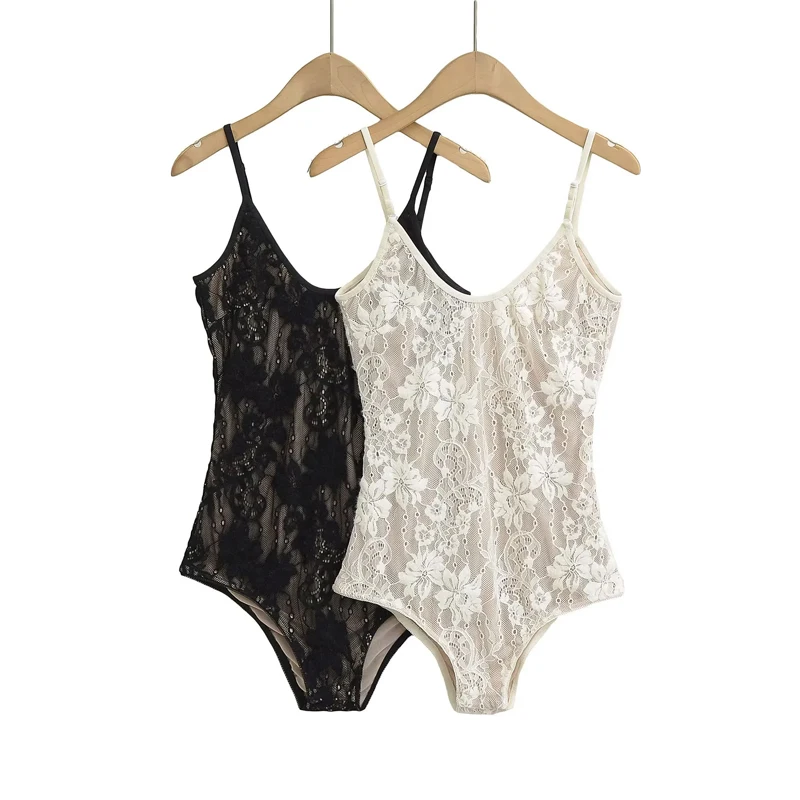 Women's Cami Double Layer Lace Bodysuit With Low Back Detail thumbnail 5