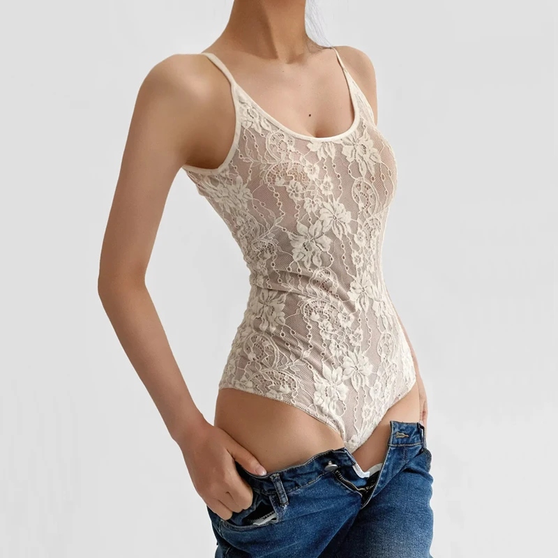 Women's Cami Double Layer Lace Bodysuit With Low Back Detail thumbnail 2