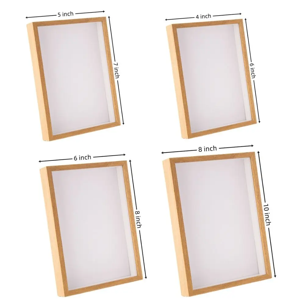 1PC Shadow Box Frame Multi-size Wooden Photo Frame For Dried Flower Rectangular Glass Display Case For Flora Ticket Crafts thumbnail 6