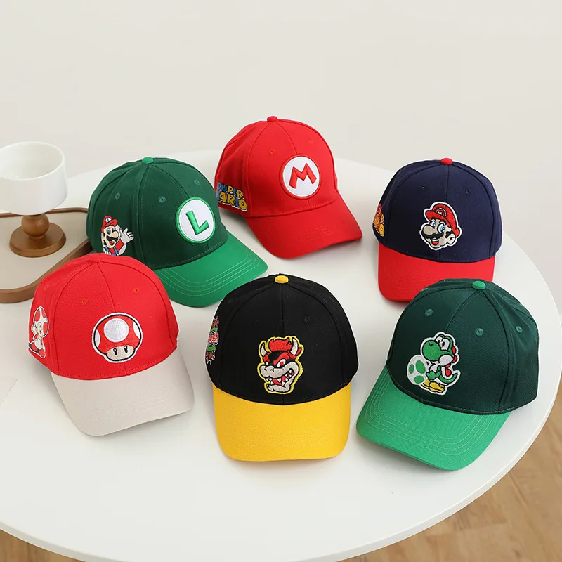 Game Super Mario Peripheral Luigi Bros Hat Cosplay Costumes Accessories Charm Cartoon Baseball Cap Unisex Kids Gift
