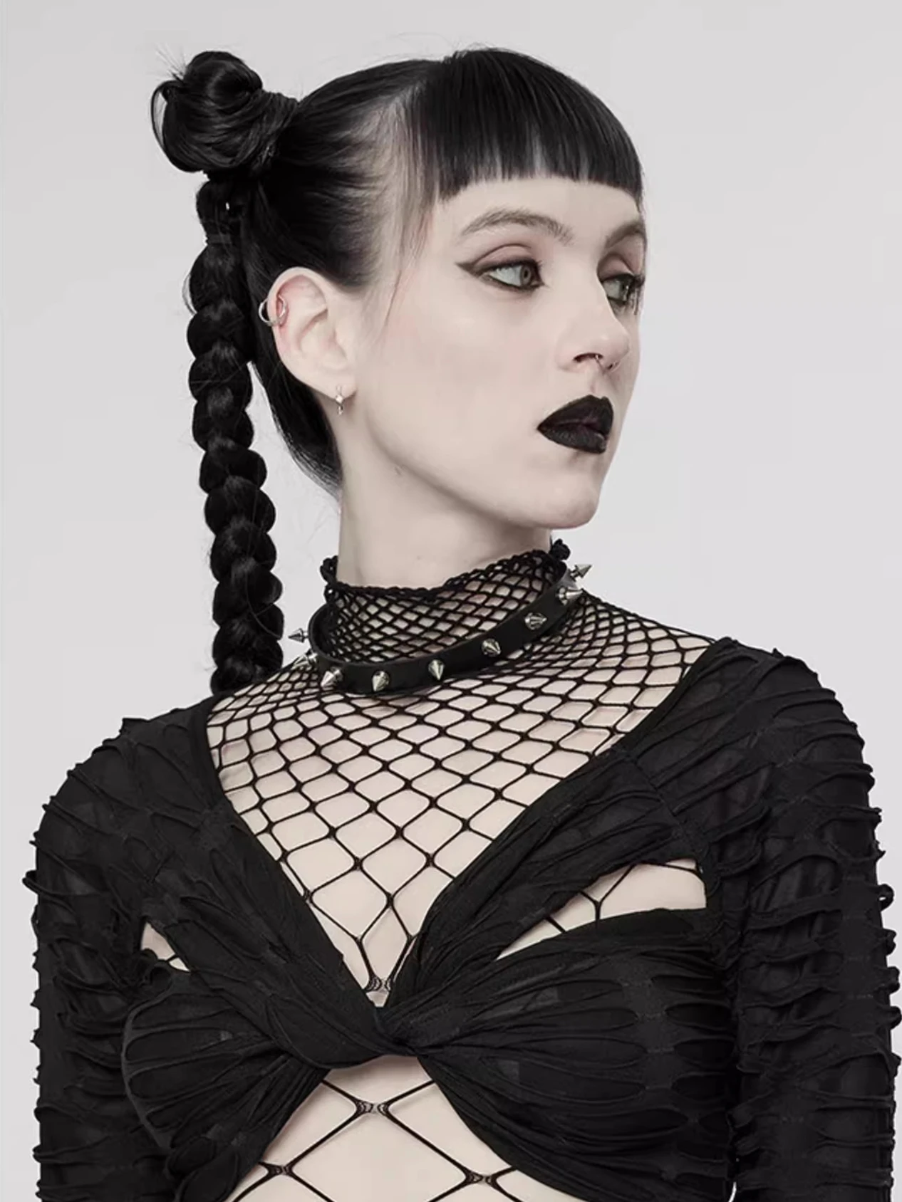 Hollow Out Black Sexy Bodysuits Fishnet Clubwear Long Sleeves Outfits Fashion Slim Chic Summer Y2K Clothes Basic Tights thumbnail 2