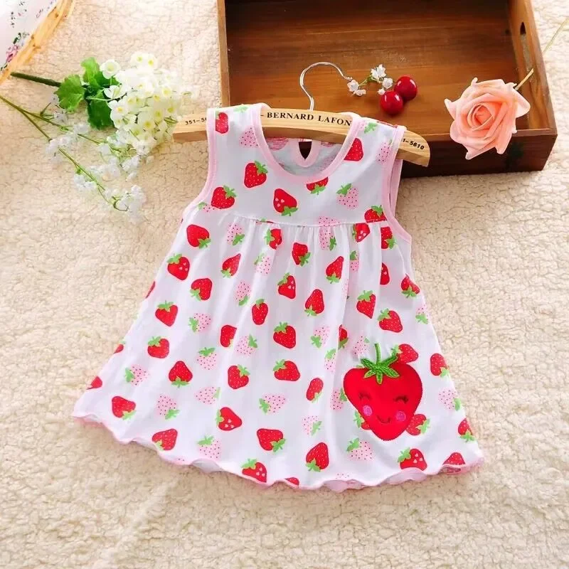 Baby Girl Dresses Girls Infant Cotton Sleeveless Dress Summer Baby Dress Printed +Embroidery thumbnail 4