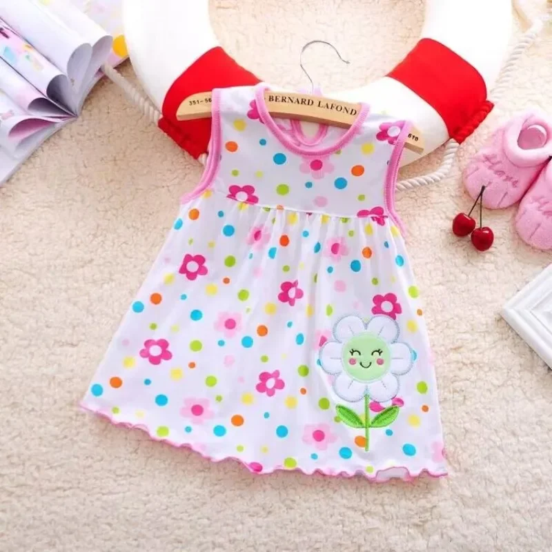 Baby Girl Dresses Girls Infant Cotton Sleeveless Dress Summer Baby Dress Printed +Embroidery thumbnail 3