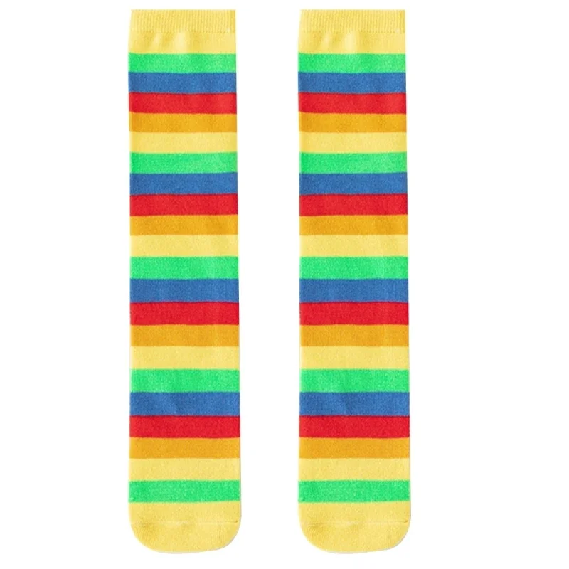 1 Pair 3-12T Kids Fashionable Rainbow Socks Spring Fall Striped Hosiery In Calf Length Children's Socks Girls Sock thumbnail 2