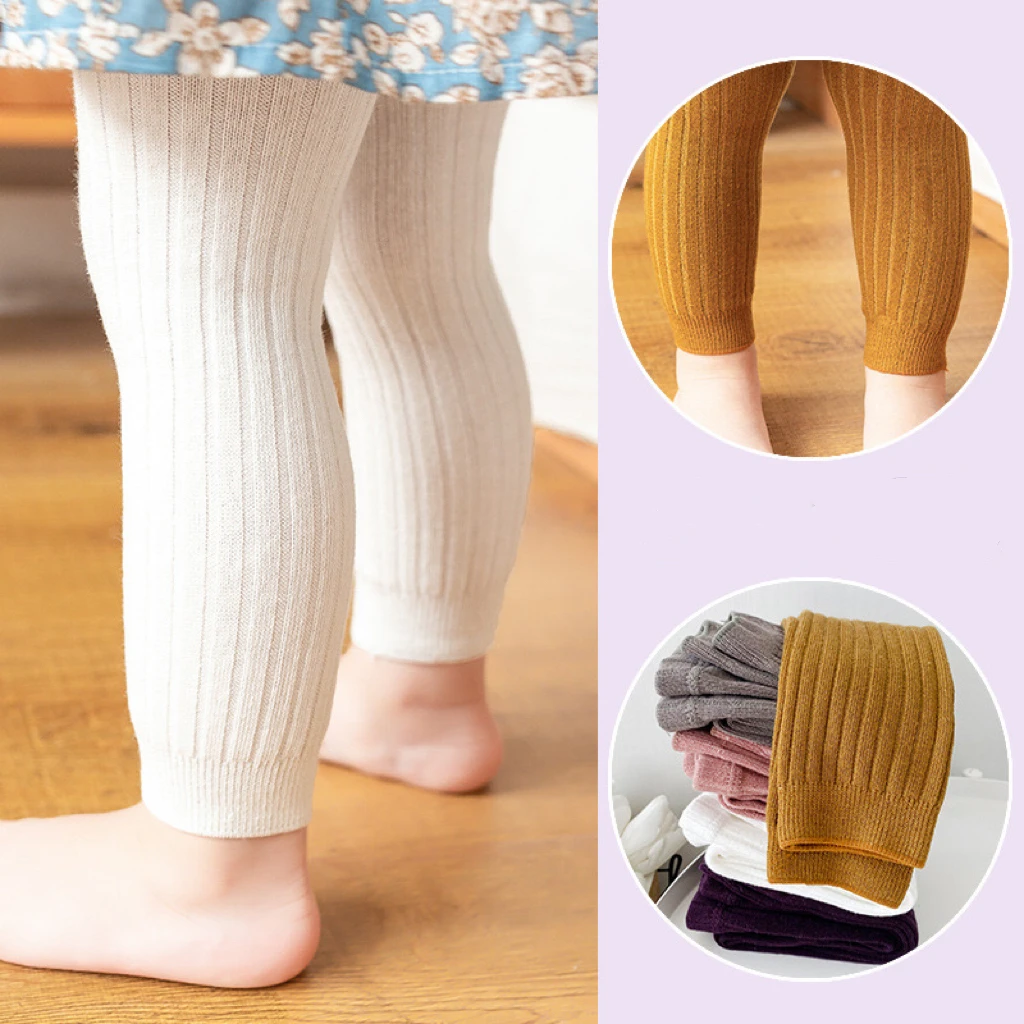 1pcs Spring Autumn Baby Leggings Girls Solid Color Elasticity Leggings Knitwear Girls Leggings Leisure Ribbed Legging thumbnail 3