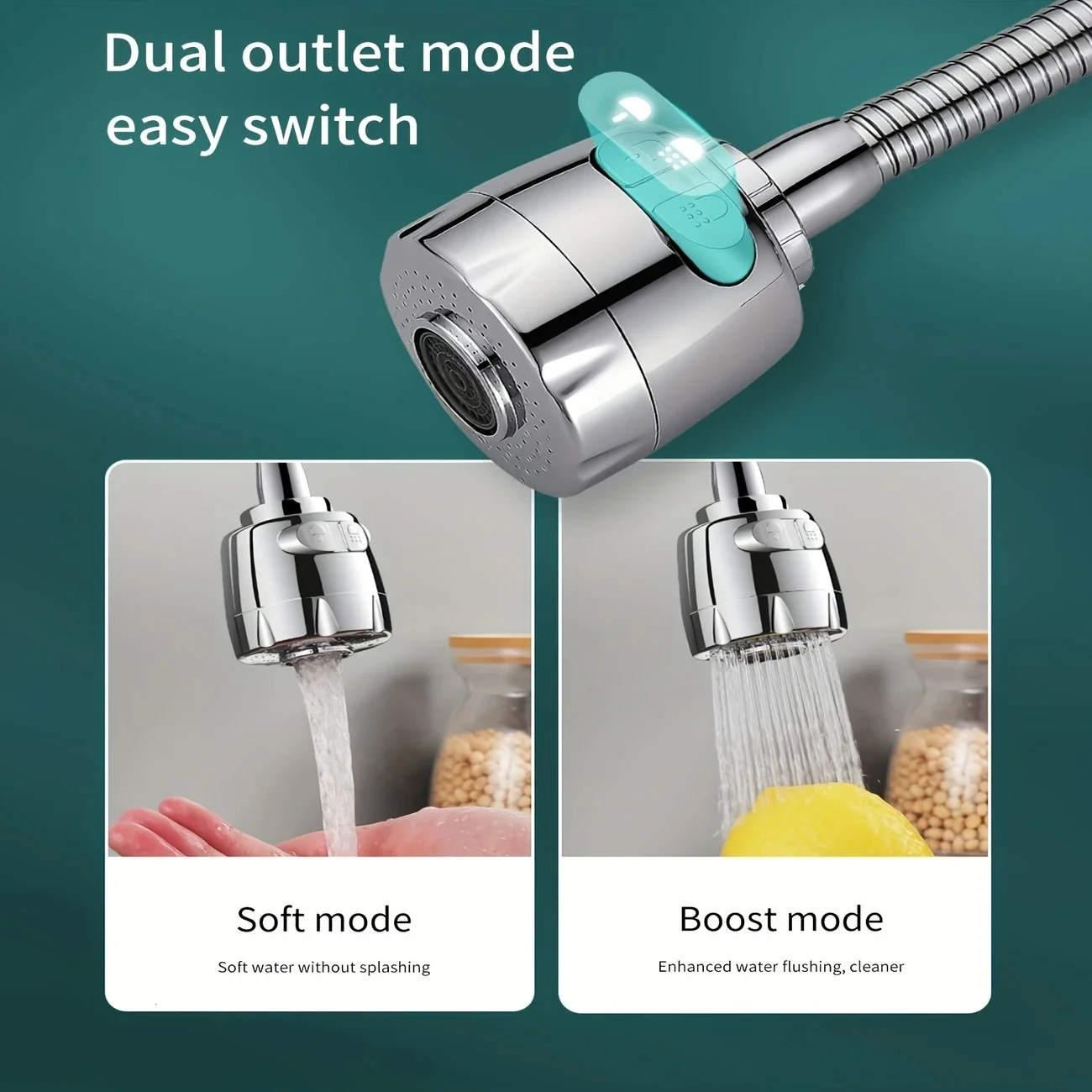 Dual-Speed Faucet Aerator: Adjustable Anti-Splash Nozzle Extension with Rotating Filter – Universal Water-Saving Spray Head thumbnail 5