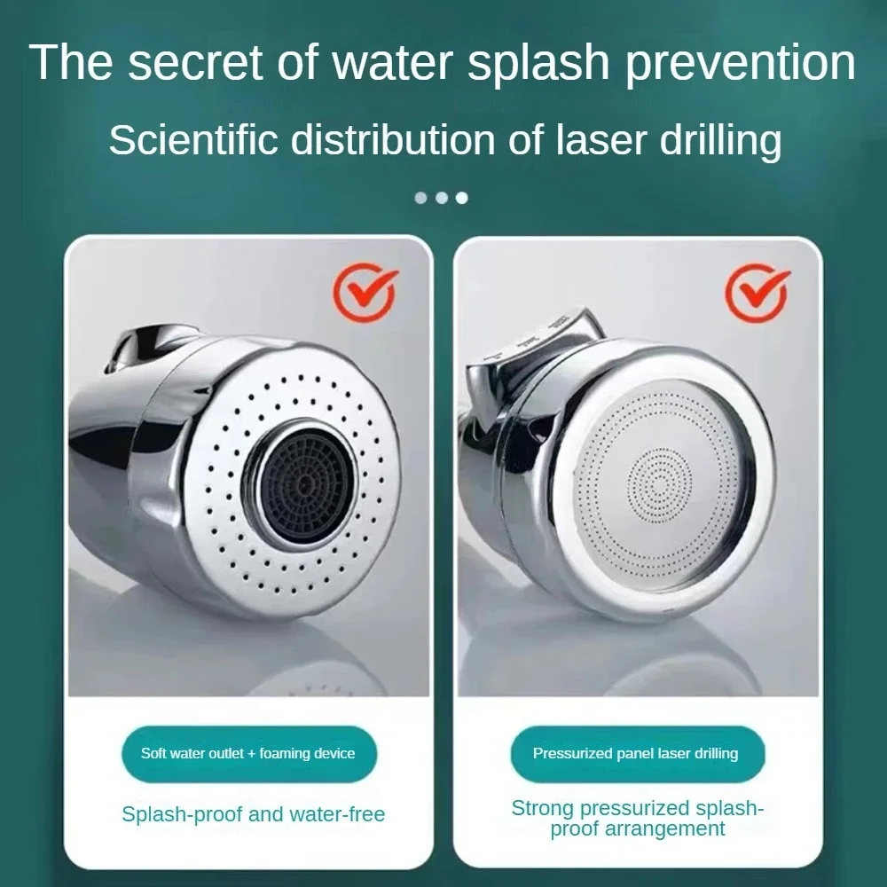 Dual-Speed Faucet Aerator: Adjustable Anti-Splash Nozzle Extension with Rotating Filter – Universal Water-Saving Spray Head thumbnail 6