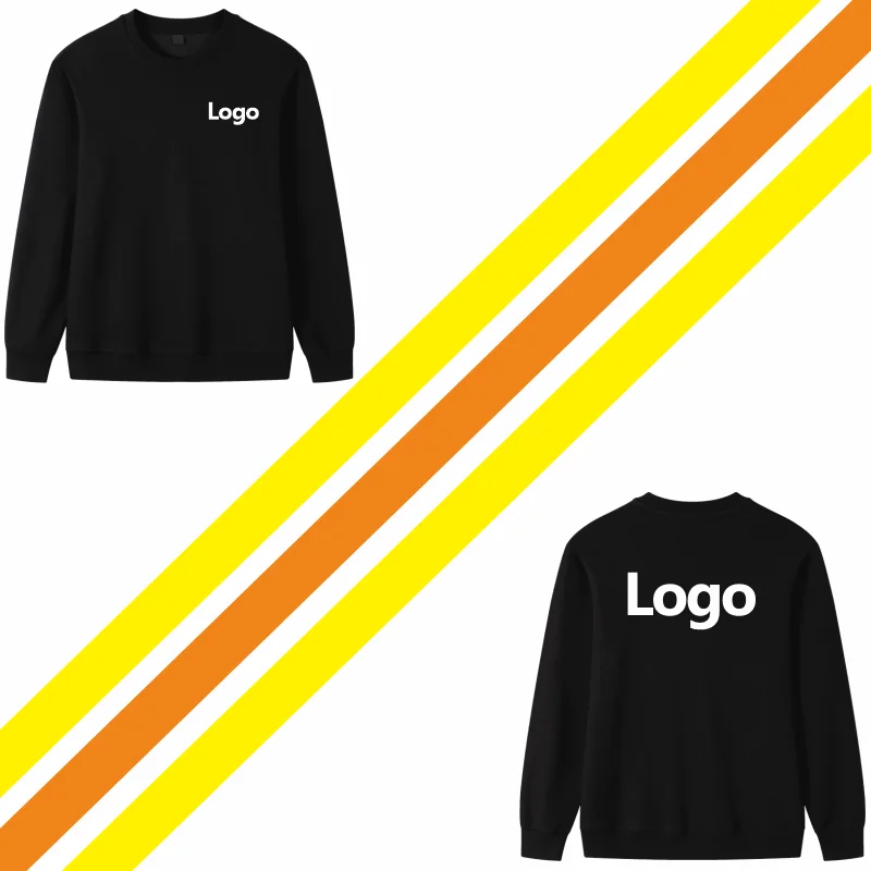 Fashion Cotton Round Neck Sweater Custom Logo Printed Personal Group Brand Embroidery Design Men and Women 9 Colors Pullovers thumbnail 5