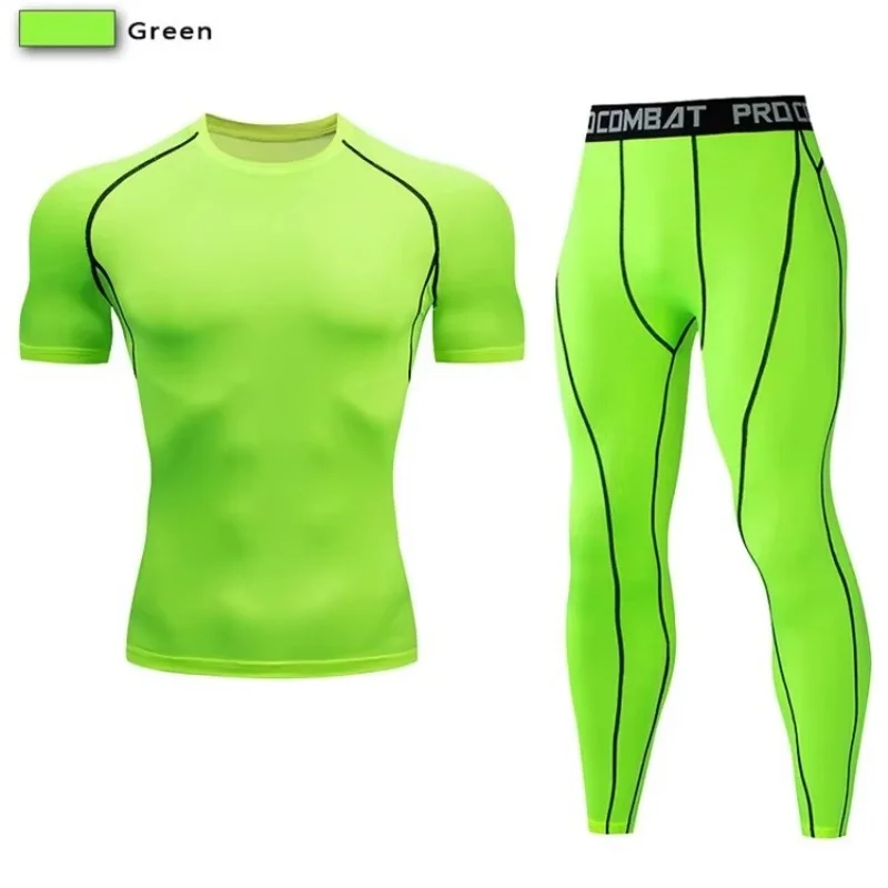 2pcs Men Compression Sportswear Suit Elastic Training Sports Yoga Sets Workout Jogging Fitness Clothing Tracksuit Pants Sporting thumbnail 2