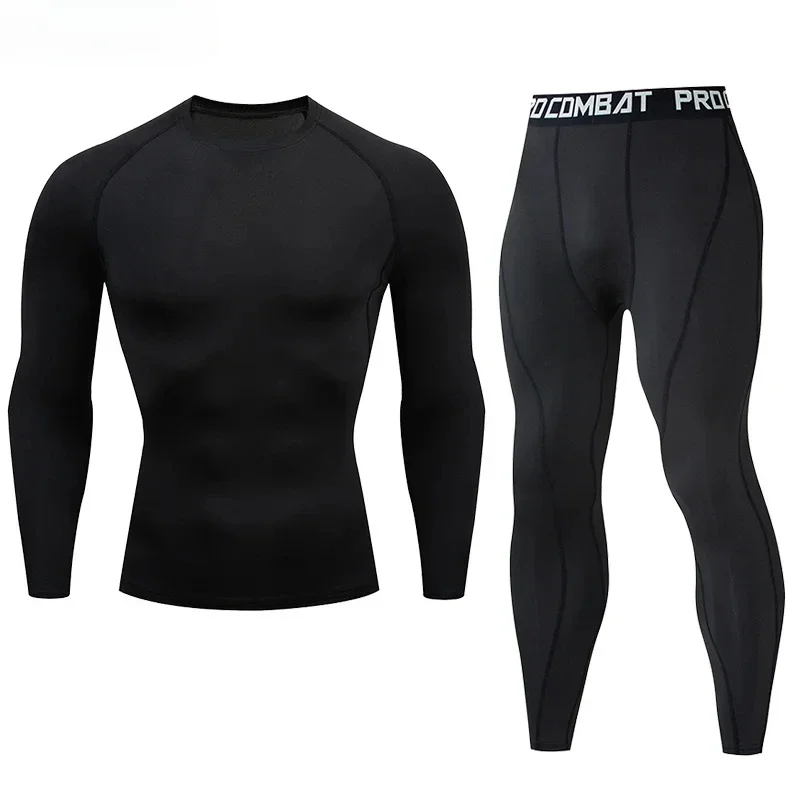 2pcs Men Compression Sportswear Suit Elastic Training Sports Yoga Sets Workout Jogging Fitness Clothing Tracksuit Pants Sporting thumbnail 5