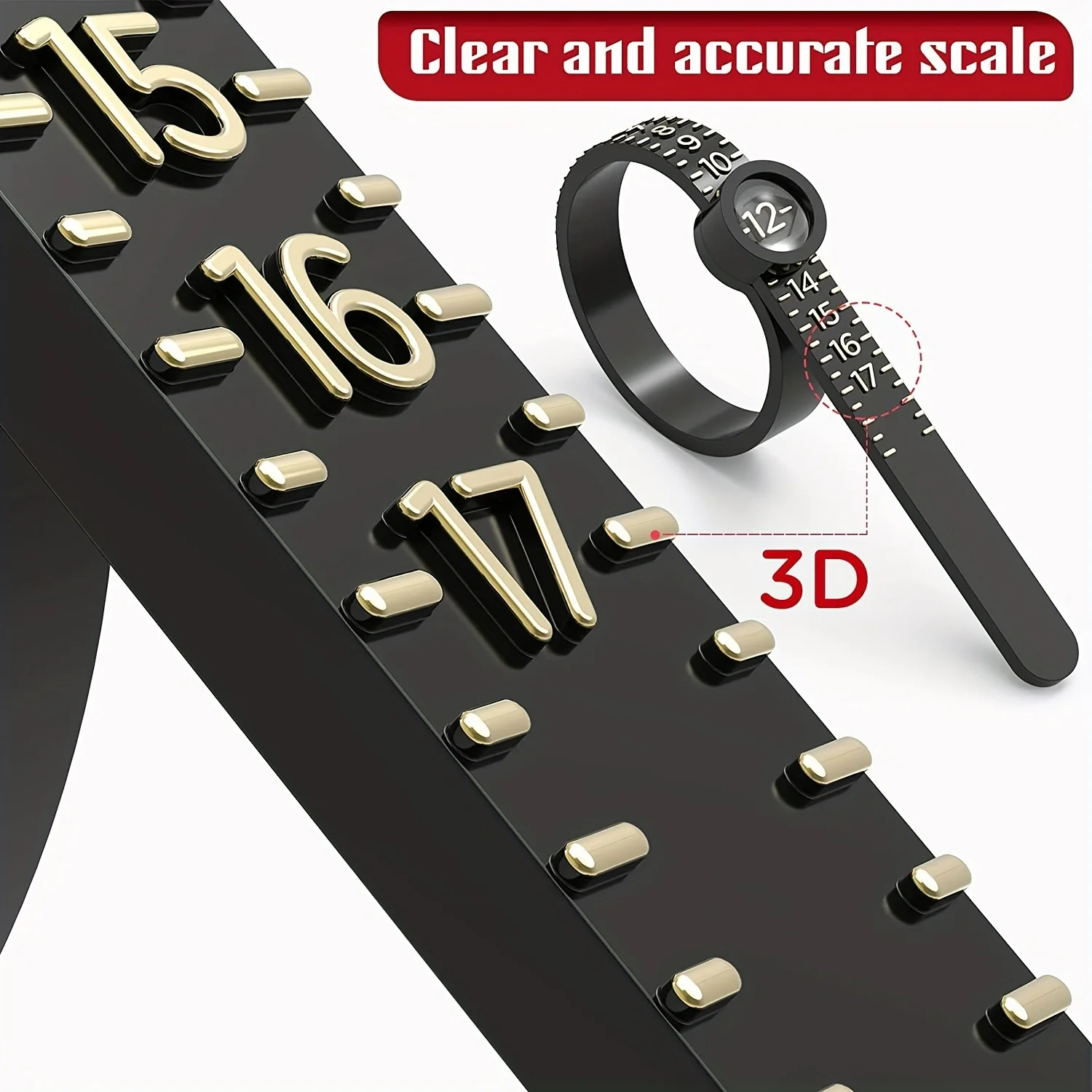 Ring Sizer with Magnifier - US/UK/EU/HK Jewelry Measuring Ruler for Finger Size Ring Size Measuring Tool thumbnail 6
