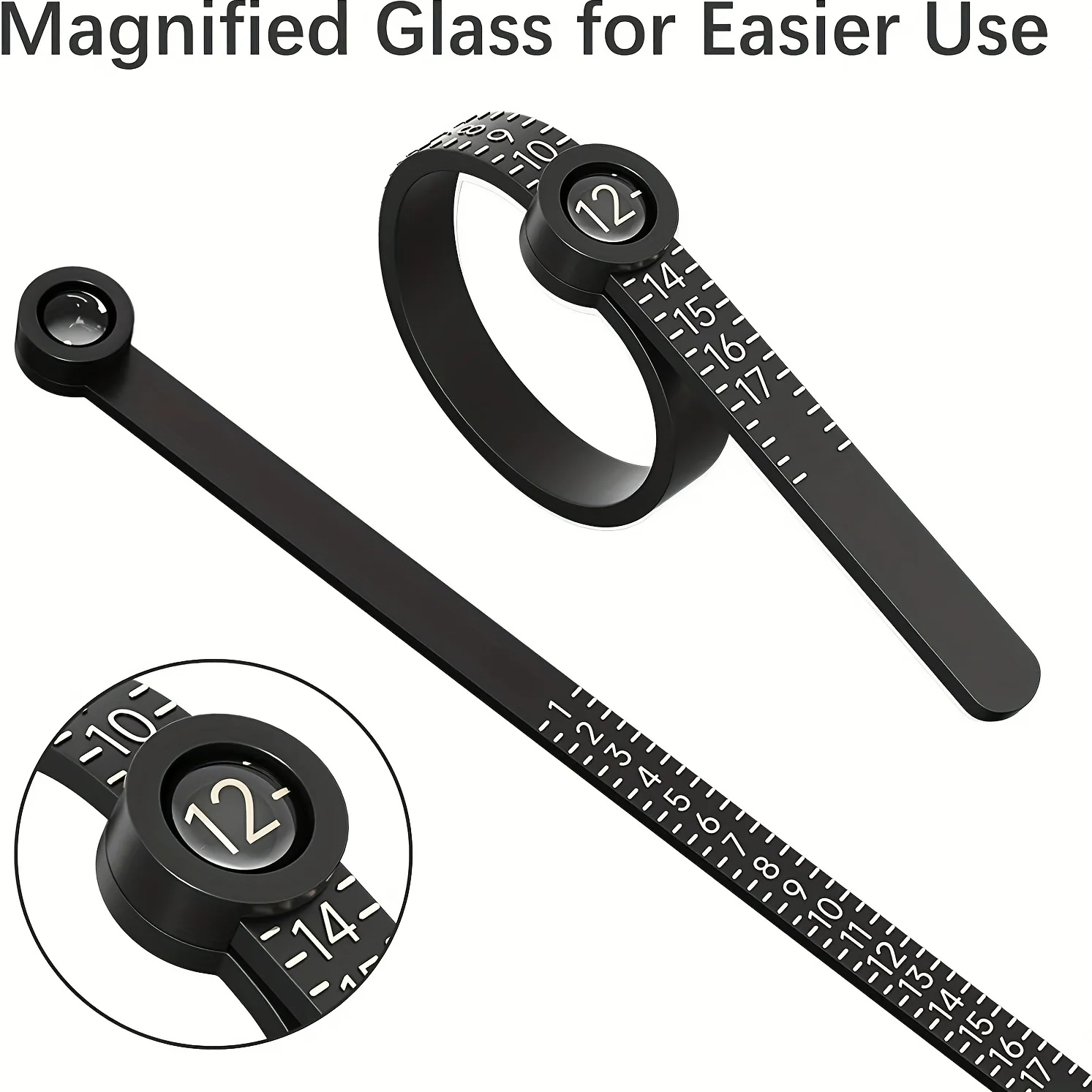 Ring Sizer with Magnifier - US/UK/EU/HK Jewelry Measuring Ruler for Finger Size Ring Size Measuring Tool thumbnail 5