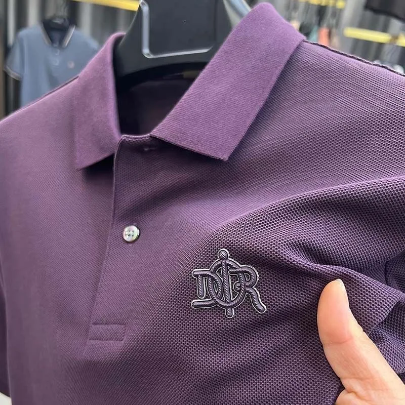 100% pure cotton high-end fashionable short sleeve summer new high-quality men's business casual polo shirt luxury brand T-shirt thumbnail 4