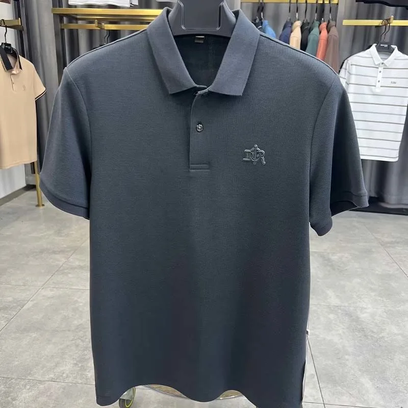 100% pure cotton high-end fashionable short sleeve summer new high-quality men's business casual polo shirt luxury brand T-shirt thumbnail 5